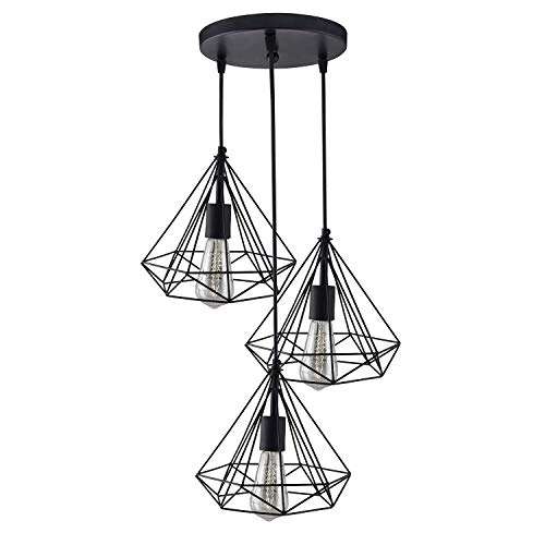 Homesake Hanging Light Diamond Cluster-Modern Ceiling Pendant Light for Home Decoration, Living Room,Bedroom, and Dining Room, Stylish Chandelier, Contemporary Interior Design, Pack of 1, (Black) - Image 5