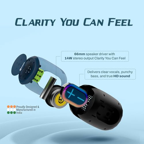 Groove BOP Big Impact 14W Powerful Sound, with up to 8Hrs of Playtime, Tru HD Bass, Advanced Bluetooth 5.3, Multiple Compatibility Connections, RGB Light - Tropical Blue - Image 5