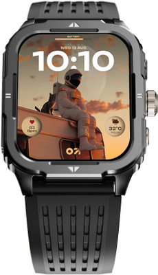 GOBOULT Tuff Rivet 1.9'' HD Display, Working Crown , Quick Access Torch Smartwatch(Jet Black Strap, Free Size) - Image 2