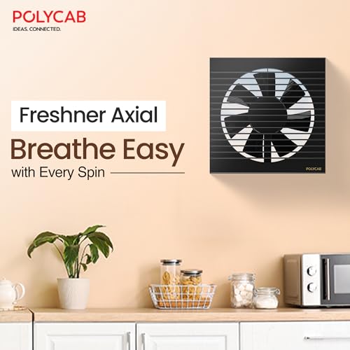 Polycab Freshner Axial 150mm Air Exhaust fan/Ventilation fan for Kitchen, Bathroom| High Speed,Noiseless| Sleek Design Easy to Clean, Powerful Motor, 100% Copper Winding|2 Year Warranty【Black】 - Image 3