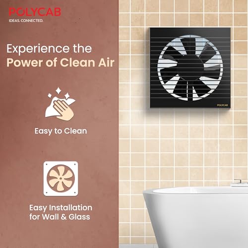 Polycab Freshner Axial 150mm Air Exhaust fan/Ventilation fan for Kitchen, Bathroom| High Speed,Noiseless| Sleek Design Easy to Clean, Powerful Motor, 100% Copper Winding|2 Year Warranty【Black】 - Image 5