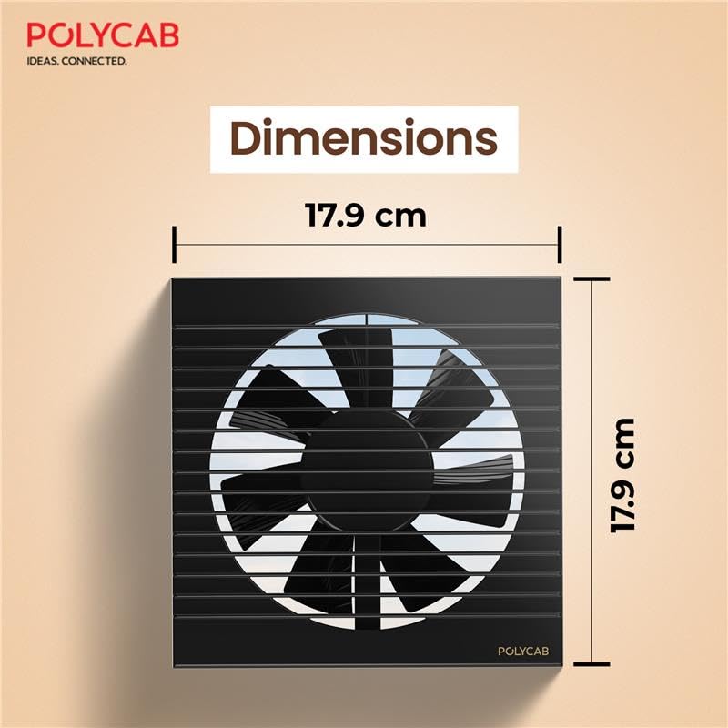 Polycab Freshner Axial 150mm Air Exhaust fan/Ventilation fan for Kitchen, Bathroom| High Speed,Noiseless| Sleek Design Easy to Clean, Powerful Motor, 100% Copper Winding|2 Year Warranty【Black】 - Image 7