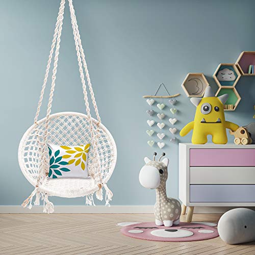 Patiofy Single Seater Home Swing For Adults&Kids|Suitable For Living Room/Balcony/Outdoor|Capacity Upto 120 Kgs|Includes Free Hanging Accessories|Handmade Jhula With Premium White Cotton Rope, 66 Cm - Image 3