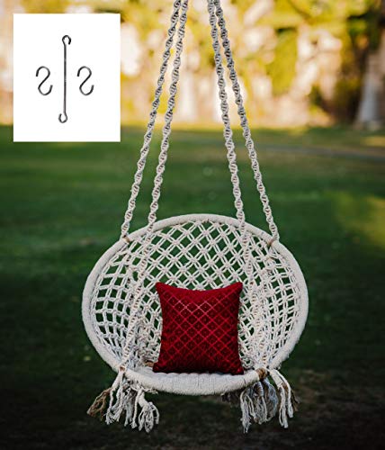 Patiofy Single Seater Home Swing For Adults&Kids|Suitable For Living Room/Balcony/Outdoor|Capacity Upto 120 Kgs|Includes Free Hanging Accessories|Handmade Jhula With Premium White Cotton Rope, 66 Cm - Image 7