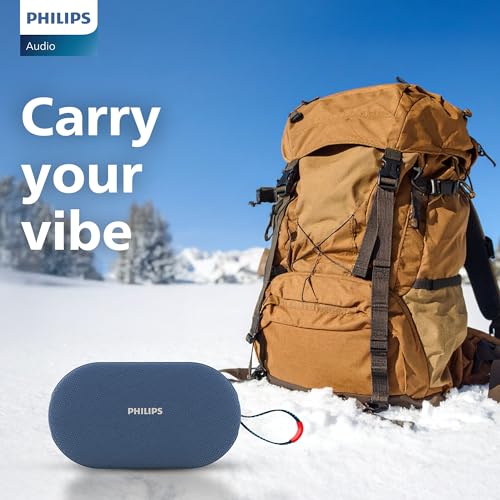 PHILIPS Audio TAS1400BL Wireless Bluetooth Speaker with Deep Bass, Passive Radiator, 12W Sound Output, 1200mAh Rechargable Battery, RGB Light Modes, 10H Playtime, Supports TF/USB/BT Modes (Blue) - Image 3