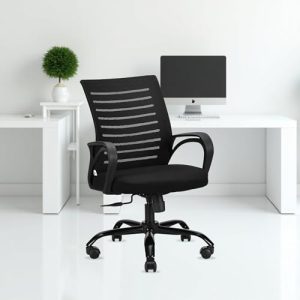 Diego Mid-Back Mesh Office Chair | 3 Year Warranty | Ergonomic Study | Computer Chair with Revolving Base | Tilting & Height Adjustable Mechanism | Heavy-Duty Metal Base (Black) (DIY)
