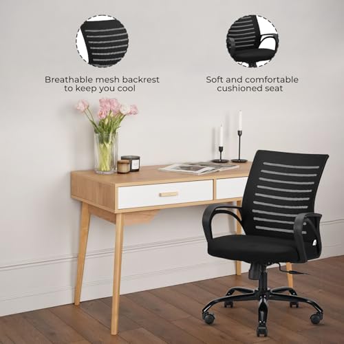 Diego Mid-Back Mesh Office Chair | 3 Year Warranty | Ergonomic Study | Computer Chair with Revolving Base | Tilting & Height Adjustable Mechanism | Heavy-Duty Metal Base (Black) (DIY) - Image 4