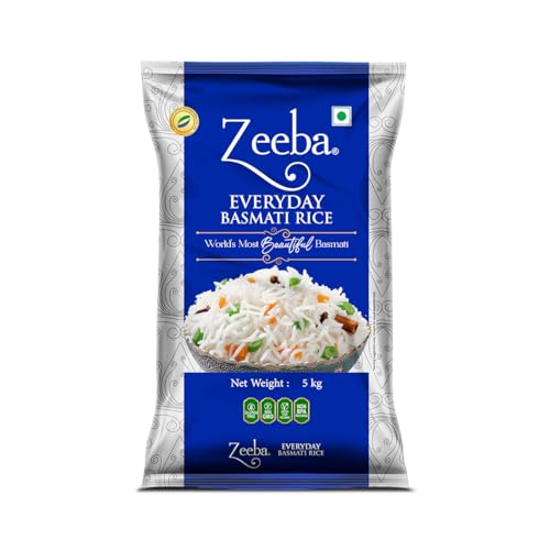 Zeeba Everyday Basmati Rice 5 Kg, Perfect for Everyday Cooking (Cooked length upto 14mm*)