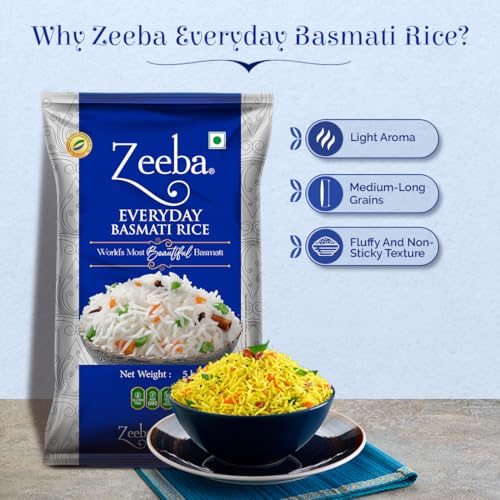 Zeeba Everyday Basmati Rice 5 Kg, Perfect for Everyday Cooking (Cooked length upto 14mm*) - Image 6