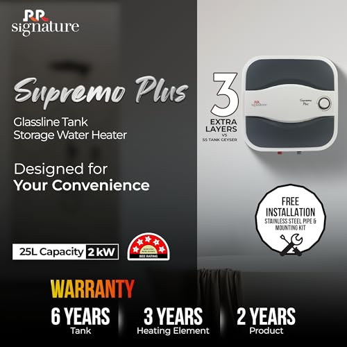 RR Signature Supremo Plus 25L Storage Water Heater |Glass Line Tank|8 Bar, High Rise Buildings |2 Yr Warranty on Product & 6 Yr on Tank by RR | Free Installation & Pipes - Image 3