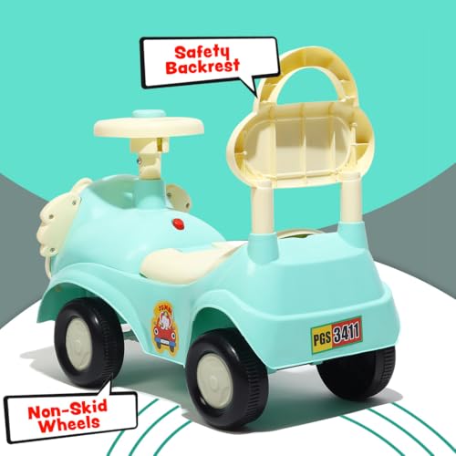 Amazon Brand - Jam & Honey Elephant Car | Ride On for Kids 2 Years+ | Push Car with Backrest | Under Seat Storage | Without Handle | Sea Green - Image 4