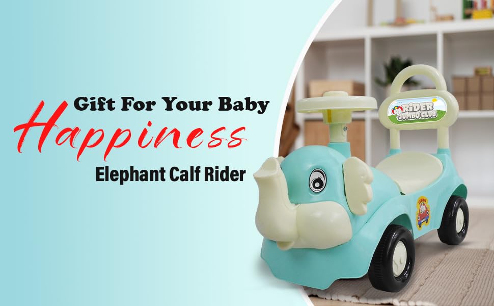 Amazon Brand - Jam & Honey Elephant Car | Ride On for Kids 2 Years+ | Push Car with Backrest | Under Seat Storage | Without Handle | Sea Green - Image 6