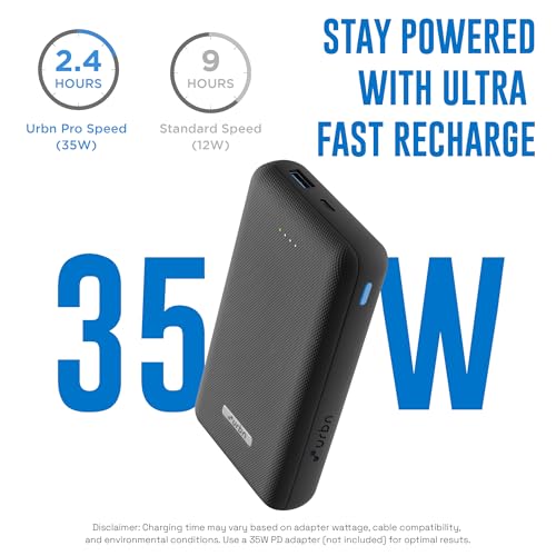 URBN 20000mAh 35W Turbo Fast Charging Power Bank | Dual Output | PD + QC Compatible | Two-Way Fast Charge | Pass-Through Charging | for MacBook Air, iPhone, Samsung, Android & More (Black) - Image 5