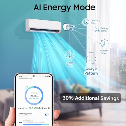 Samsung 1.5 Ton 5 Star AI Inverter Smart Split AC (WiFi, Energy Saving, Voice Control, Powerful Cooling, Copper, Digital Inverter, 4 Way swing, 5 Step Convertible, BESPOKE AI AR50F19D15HNNA) - Image 6