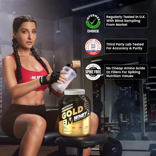 Bigmuscles Nutrition Premium Gold Whey [1Kilogram] | Informed Choice UK Certified | Isolate Protein Blend | 25G Protein | 11G EAA | Prohydrolase Enzyme Technology [Strawberry Milkshake], 37 Grams - Image 4