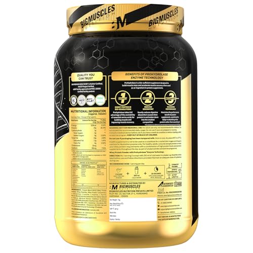 Bigmuscles Nutrition Premium Gold Whey [1Kilogram] | Informed Choice UK Certified | Isolate Protein Blend | 25G Protein | 11G EAA | Prohydrolase Enzyme Technology [Strawberry Milkshake], 37 Grams - Image 6