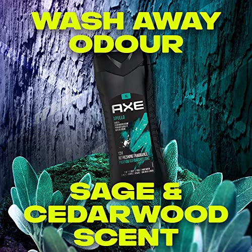 Axe Apollo 3 In 1 Body, Face & Hair Wash For Men, Long-Lasting Refreshing Sage & Cedarwood Fragrance For Upto 12Hrs, Natural Origin Ingredients, Removes Odor & Bacteria, No Parabens, 400ml - Image 7