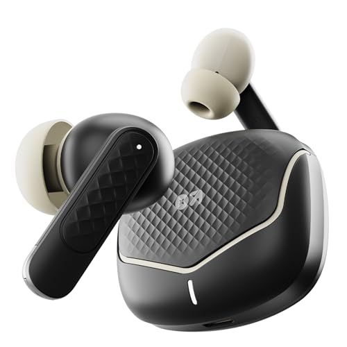 GOBOULT Z40 V2.0 with 70H Playtime, Quad Mic ENC, 45ms Low Latency, 13mm Bass, Legacy Continues, IPX5, BTv 5.4, TWS Truly Wireless in Ear Earbuds (Opal Black)