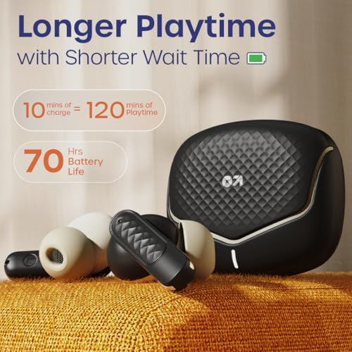 GOBOULT Z40 V2.0 with 70H Playtime, Quad Mic ENC, 45ms Low Latency, 13mm Bass, Legacy Continues, IPX5, BTv 5.4, TWS Truly Wireless in Ear Earbuds (Opal Black) - Image 6
