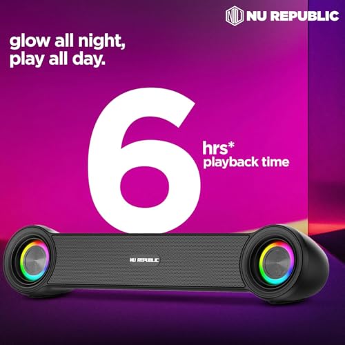 Nu Republic Partybox 180 with 18W Output, Upto 6 Hrs Playtime, 52mm Dynamic Driver, Vibrant RGB Light Bluetooth Soundbar (Black) - Image 6