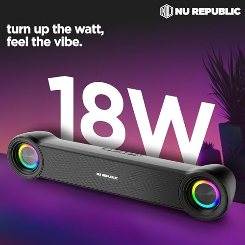 Nu Republic Partybox 180 with 18W Output, Upto 6 Hrs Playtime, 52mm Dynamic Driver, Vibrant RGB Light Bluetooth Soundbar (Black) - Image 7