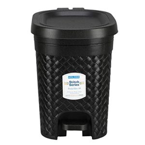 KOLORR Stitch 7 Liters Plastic Pedal Dustbin/Trash Can/Garbage Waste Bin with Lid for Home/Kitchen/Office/Bathroom & Washroom – Black
