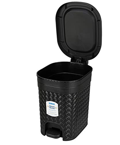 KOLORR Stitch 7 Liters Plastic Pedal Dustbin/Trash Can/Garbage Waste Bin with Lid for Home/Kitchen/Office/Bathroom & Washroom – Black - Image 4