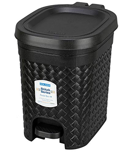 KOLORR Stitch 7 Liters Plastic Pedal Dustbin/Trash Can/Garbage Waste Bin with Lid for Home/Kitchen/Office/Bathroom & Washroom – Black - Image 5