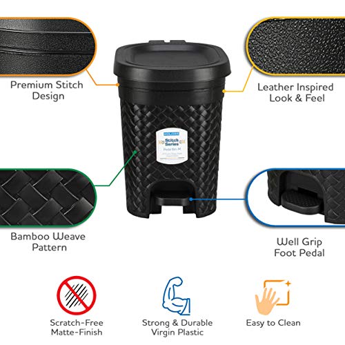 KOLORR Stitch 7 Liters Plastic Pedal Dustbin/Trash Can/Garbage Waste Bin with Lid for Home/Kitchen/Office/Bathroom & Washroom – Black - Image 6