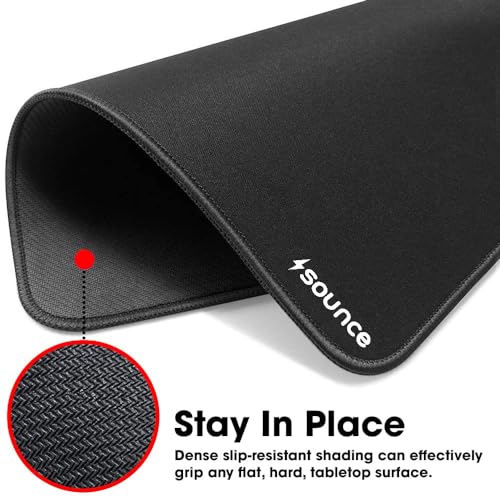Sounce Mouse Pad Speed Type Mouse Pad with Antifray Stitched Embroidery Edges, Non-Slip Rubber Base Mousepad for Laptop PC (260mm x 210mm x 2mm) (Black) - Image 4