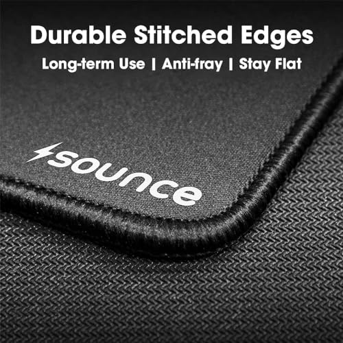 Sounce Mouse Pad Speed Type Mouse Pad with Antifray Stitched Embroidery Edges, Non-Slip Rubber Base Mousepad for Laptop PC (260mm x 210mm x 2mm) (Black) - Image 6