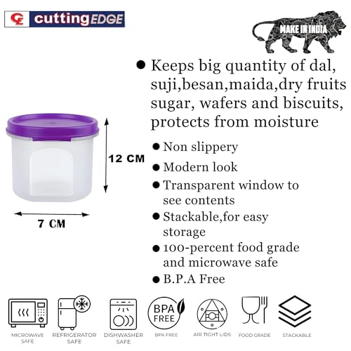 SIMPARTE Smart Slim Storage Air-Tight & Leak Resistant Plastic Round Modular Container For Juice, Snack, Condiment, Dry Fruit, Flax & Chia Seed Stackable, BPA Free (Purple, 250 ML, Set of 4) - Image 4