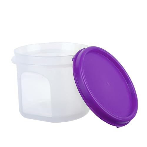 SIMPARTE Smart Slim Storage Air-Tight & Leak Resistant Plastic Round Modular Container For Juice, Snack, Condiment, Dry Fruit, Flax & Chia Seed Stackable, BPA Free (Purple, 250 ML, Set of 4) - Image 6
