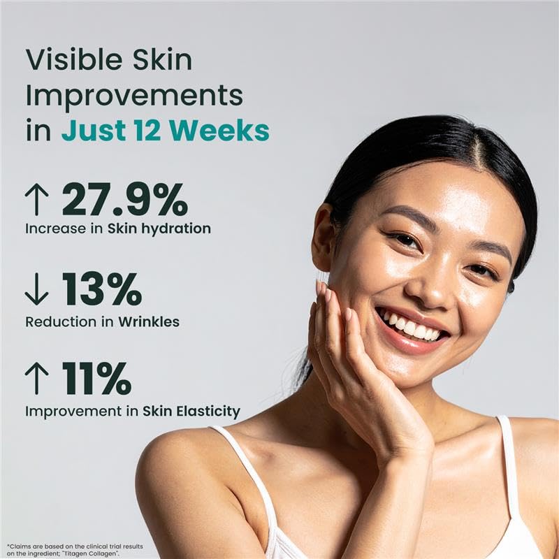 Neuherbs Collagen Supplement | Marine Skin Glow Collagen Peptides for Men & Women | With Hyaluronic Acid, Biotin, Vitamin C & E for Glowing & Youthful Skin | Litchi Flavour, 200g - Image 5