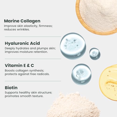 Neuherbs Collagen Supplement | Marine Skin Glow Collagen Peptides for Men & Women | With Hyaluronic Acid, Biotin, Vitamin C & E for Glowing & Youthful Skin | Litchi Flavour, 200g - Image 6