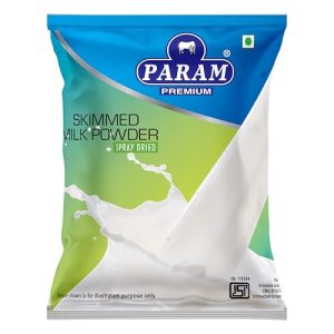 Param Skimmed Milk Powder 1Kg | 100% Pure & Natural | High Protein, Low Fat, Sugar-Free | No Preservatives | Instant Mix for Tea, Coffee, Cooking & Baking | Fat-Free Dairy Milk Powder