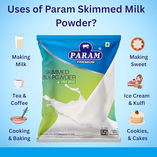 Param Skimmed Milk Powder 1Kg | 100% Pure & Natural | High Protein, Low Fat, Sugar-Free | No Preservatives | Instant Mix for Tea, Coffee, Cooking & Baking | Fat-Free Dairy Milk Powder - Image 4