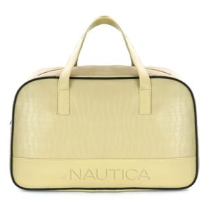 Nautica Unisex 25L PU Duffle Bag for Travel | Stylish Leatherette Cabin Luggage with Smooth Zippers | Compact, Comfortable & Spacious for Weekend Trips, Gym & Everyday Use | Beige