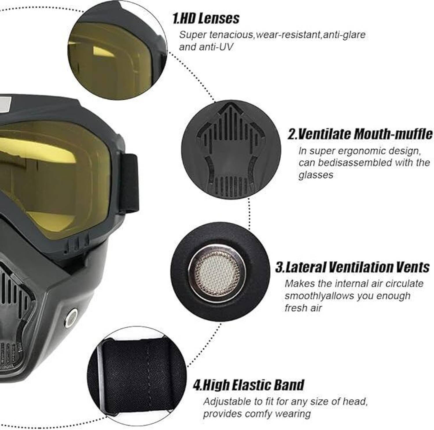 JAQUMA JAQUMA Goggle Mask Anti Scratch UV Protective Face & Eyewear Helmet Breath Guard - Image 5