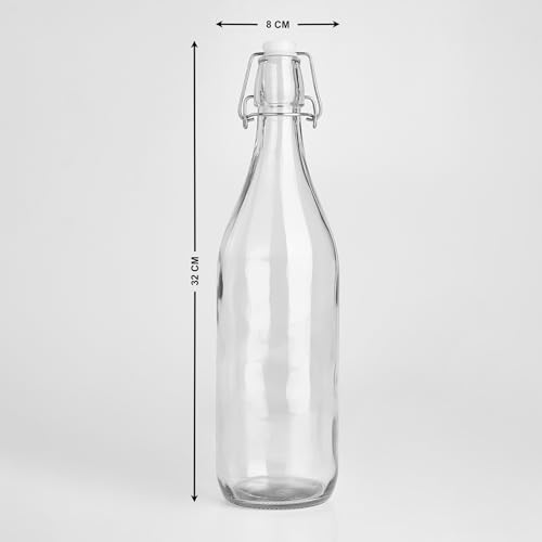 Home Centre - Glass Water Bottle with Stopper - 1L | Infinity Ardour | Transparent Bottle | Kitchen Container | Beverage Holder - Transparent - Image 4