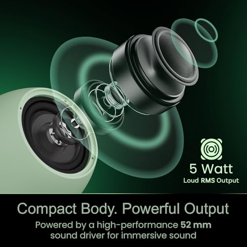 HAMMER Drop X1 5W Bluetooth Speaker with Twin Pairing, Bluetooth v6.0, 32 Hours Playtime, 52mm Drivers (Green) - Image 4
