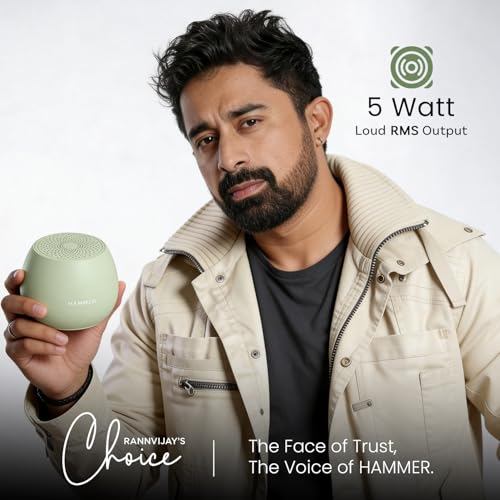 HAMMER Drop X1 5W Bluetooth Speaker with Twin Pairing, Bluetooth v6.0, 32 Hours Playtime, 52mm Drivers (Green) - Image 7