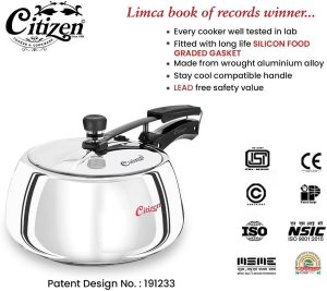CITIZEN CITIZEN Handi 2 Ltr Stainless Steel with Sandwich Bottem Inner Lid Pressure Cooker 2 L Inner Lid Pressure Cooker
