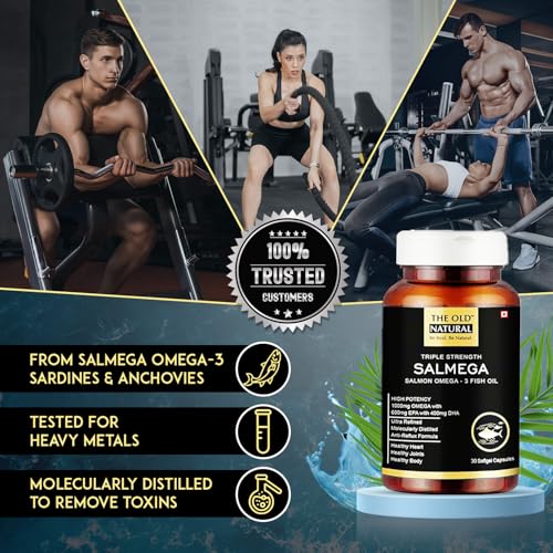 Salmega Triple Strength Salmon Omega-3 Fish Oil 1800Mg, 60 Softgels I High Potency 600Mg Epa & 400Mg Dha With Vitamin E I Ultra Refined, Anti Reflux Formula, Burp Free (Pack of 2 - 30 Softgels Each) - Image 3