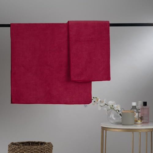 Wakefit Microfiber Towel | 350 GSM | Bath Towel, Microfiber Towels for Bath, Towel for Women, Towels for Bath Men, Gym Towel for Men Workout, Hand Towels 60x120 cm (Raspberry, Set of 2) - Image 3