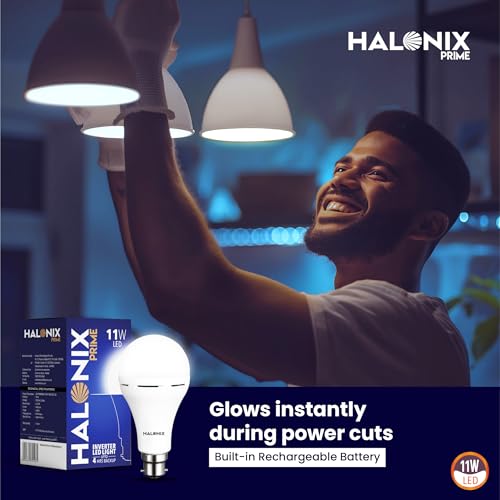 Halonix 11W Rechargeable Emergency Light B22D Inverter LED Bulb for Power Cuts, Backup Upto 4Hrs, Cool Day Light, Pack Of 1 - Image 3