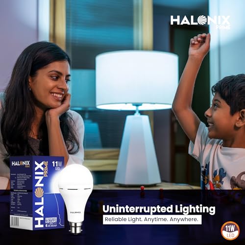Halonix 11W Rechargeable Emergency Light B22D Inverter LED Bulb for Power Cuts, Backup Upto 4Hrs, Cool Day Light, Pack Of 1 - Image 5