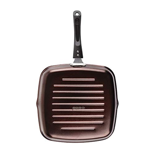 Cello Aluminium Non Stick Grill Pan Square Black- Gas Stove Compatible Only , Maroon - Image 5