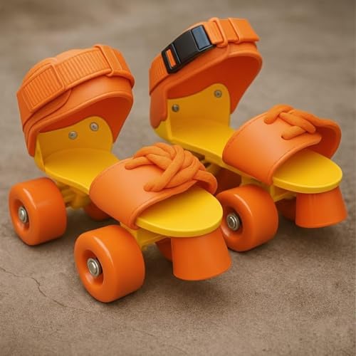 Supreme Latest Designed Roller Skates With Front Break For Kids Age Group 4-12 Years Adjustable Inline Skating Shoe (Orange Or Green Color) - Image 2
