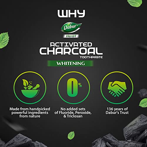 DABUR Herb'L Activated Charcoal Toothpaste-120G|Black Gel Toothpaste|Whitening Toothpaste|Fluoride Free|Fights Plaque&Extrinsic Stains|With Power Of Charcoal&Mint|Cool&Refreshing Mouth Experience - Image 4